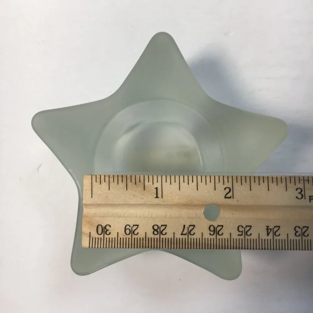 Ikea 2 Star Shaped Frosted Glass Candle Tea Light Holders 1.5